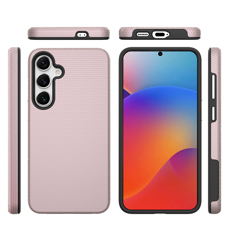Samsung Galaxy S25 MagSafe Case - Rose Gold | Triangle Texture Rugged Shockproof Cover