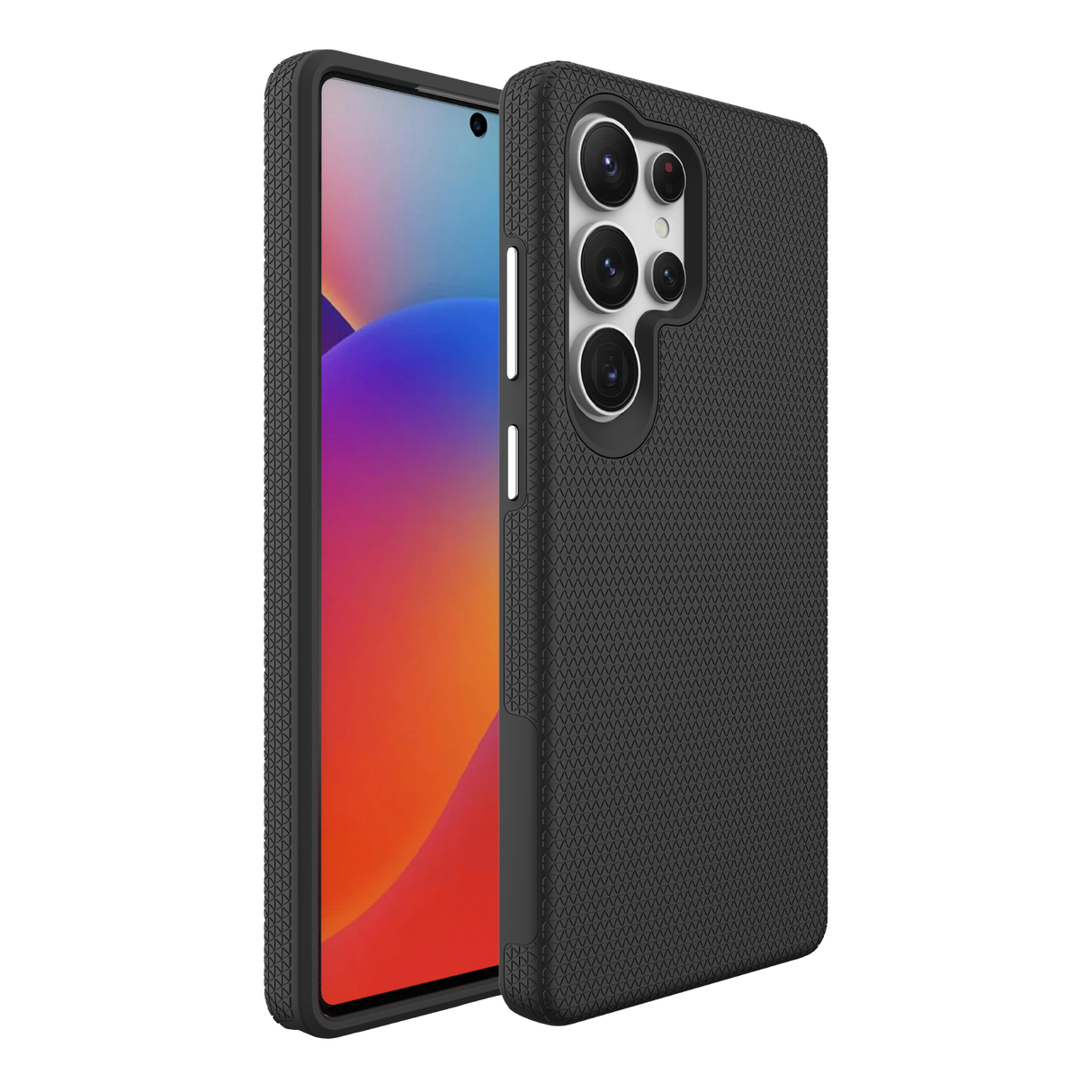 Samsung Galaxy S25 Ultra MagSafe Case - Black | Triangle Texture Rugged Shockproof Cover