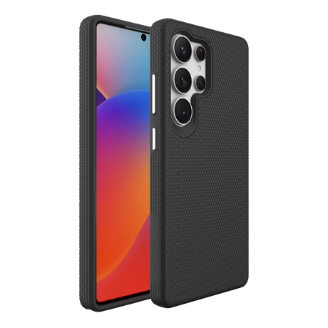 Samsung Galaxy S25 Ultra MagSafe Case - Black | Triangle Texture Rugged Shockproof Cover