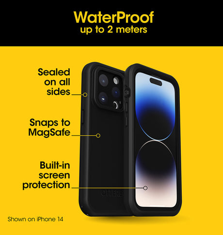 iPhone 16 Pro Magsafe Case – Black | OtterBox Fré Series, Waterproof Protection Back Cover