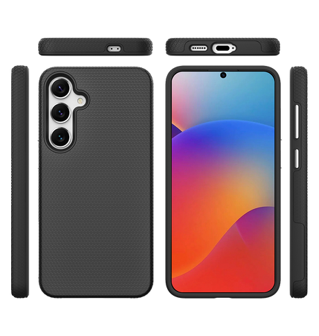 Samsung Galaxy S25 Plus MagSafe Case - Black | Triangle Texture Rugged Shockproof Cover