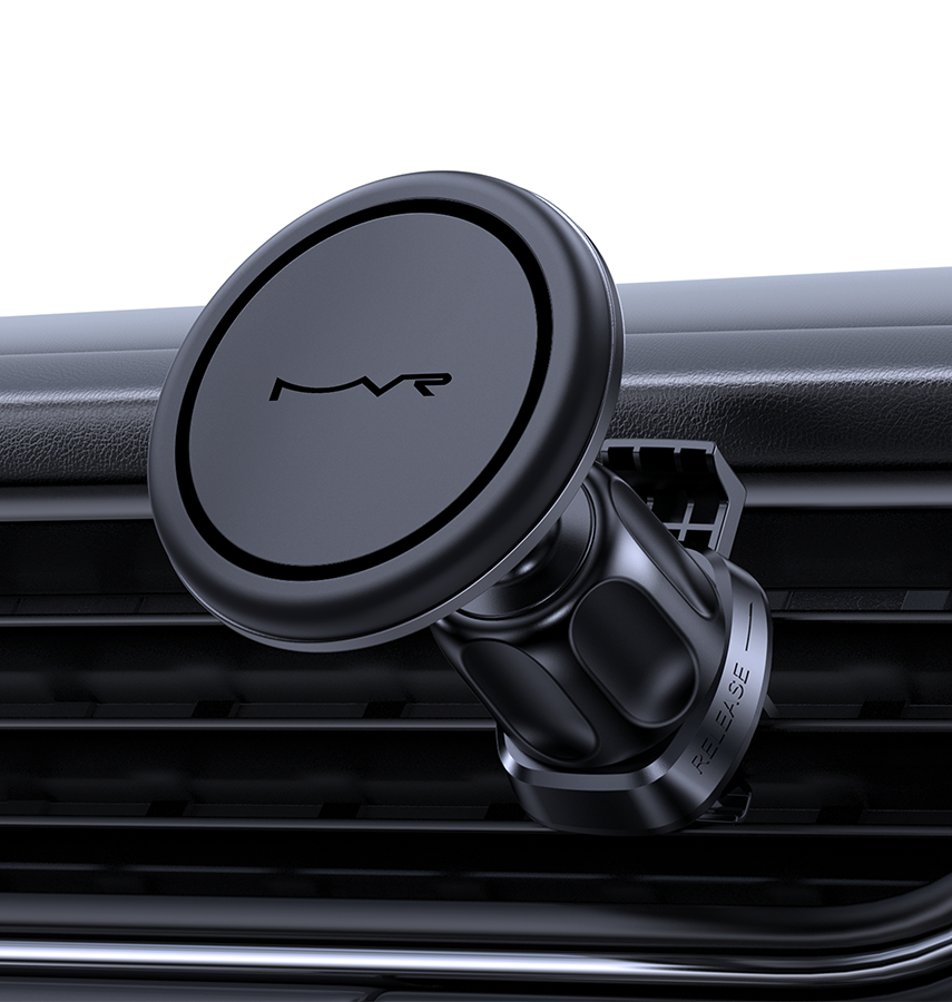MVR T5 MagSafe Car Charger - Black | 360° Rotating, 15W Fast Charge Wireless Phone Holder image 1