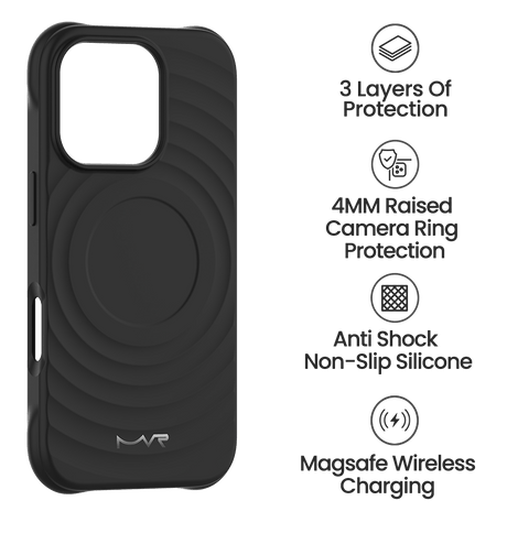 iPhone 16 Pro MVR Wave Silicone Case - Black | Shockproof & Slim Fit Back Cover image 4