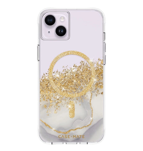 iPhone 14 Case – White Marble | Case-Mate Karat Marble MagSafe Cover with Elegant Design & Impact Protection image 0