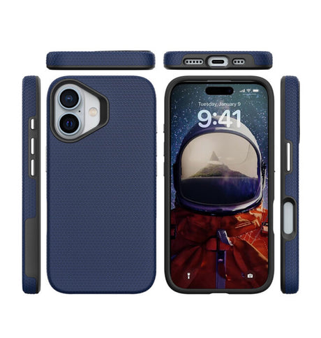 iPhone 16 Plus Triangle Pattern MagSafe Case - Navy Blue | Rugged Shockproof Back Cover image 2