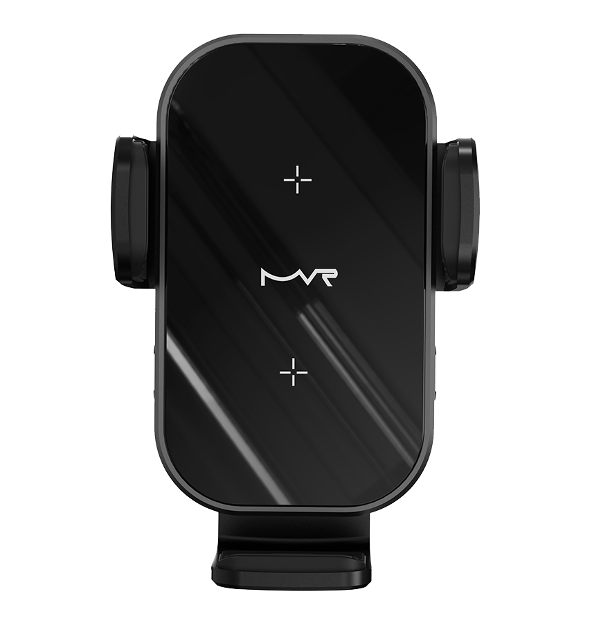 MVR T7 Car Phone Holder - Black | 15W Fast Wireless Charging, Dual – Coil Alignment, One – Hand Operation & Air Vent Clip image 0