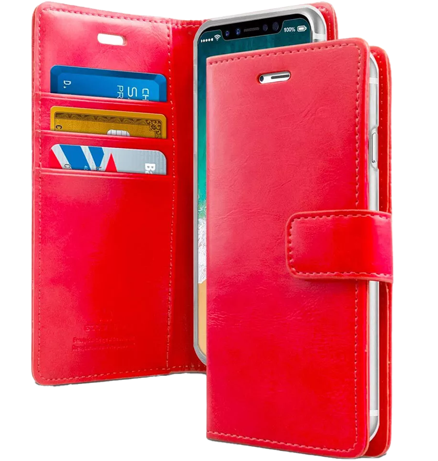 iPhone 13 Pro Max Wallet Case – Red | Goospery Mercury Bluemoon Dairy Flip Cover with 3 Card Slots image 0