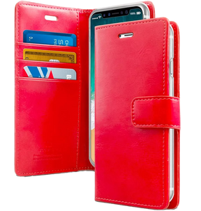 iPhone 13 Pro Max Wallet Case – Red | Goospery Mercury Bluemoon Dairy Flip Cover with 3 Card Slots image 0
