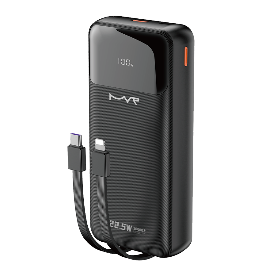 Rapid 20W Power Bank – Black | MVR Ultrafast Series, 20,000 mAh Capacity with Built‑in Cable image 7