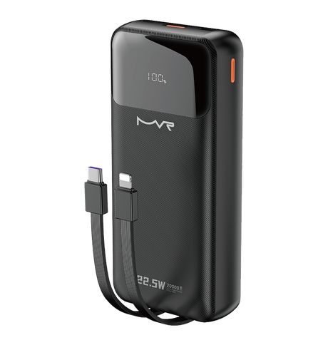 Rapid 20W Power Bank – Black | MVR Ultrafast Series, 20,000 mAh Capacity with Built‑in Cable image 7