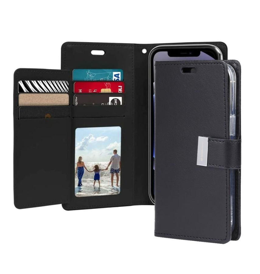iPhone 16 Wallet Case – Classic Black | Goospery Mercury Rich Diary Leather Flip Cover image 0
