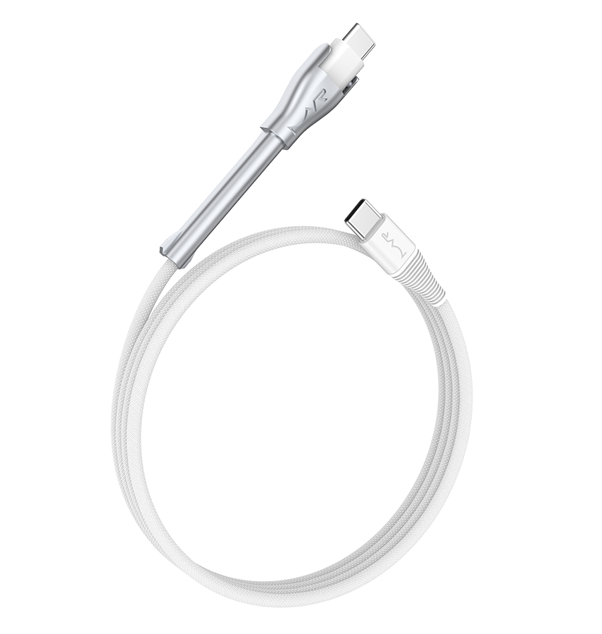 MVR 60W Nylon Braided Charging Cable - White | USB C 1.2m Multi Fast Charging Cable With Kickstand image 4