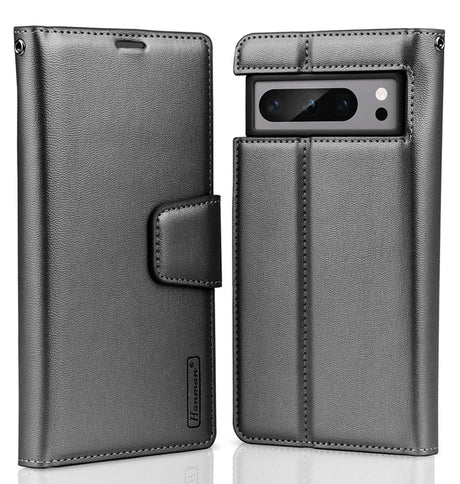 Google Pixel 8 Pro Wallet Case - Black | Hanman Diary Flip Cover with Card Slots image 0