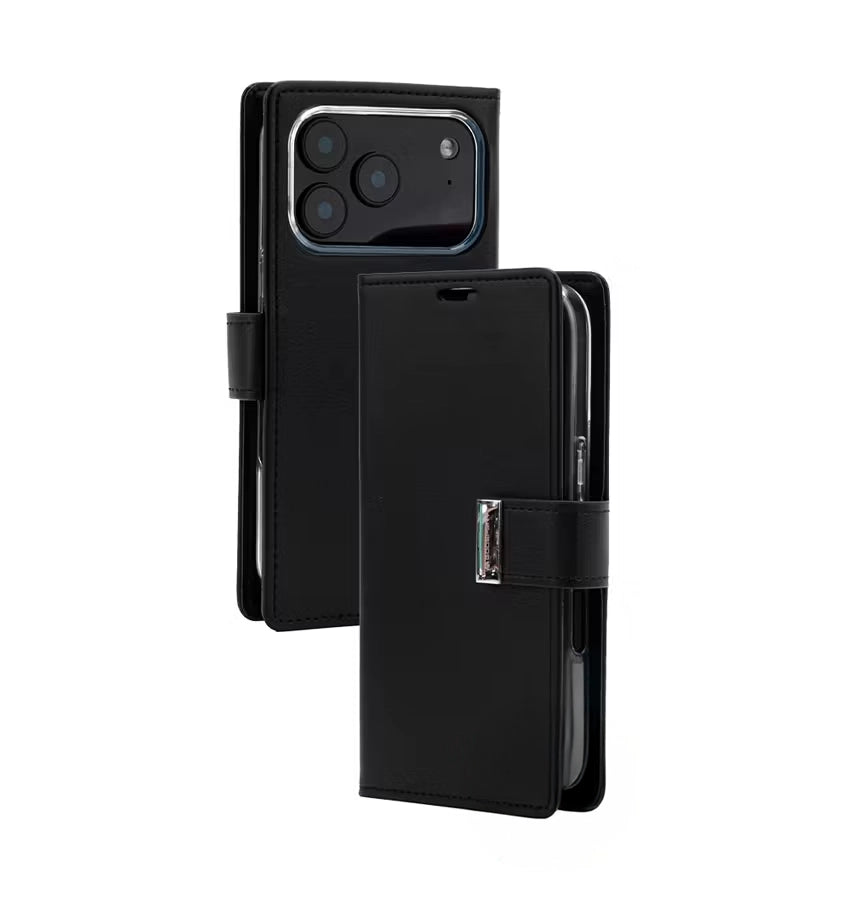 iPhone 17 Pro Max Case – Black | Mercury Rich Diary MagSafe Wallet Design, Premium PU Leather, Elegant Dual Tone image 0