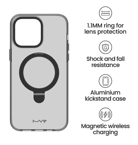 iPhone 15 Pro Max MVR Stellar Stand Case - Smokey Black | Perfect Fit Design, Soft Touch Protective Cover image 3