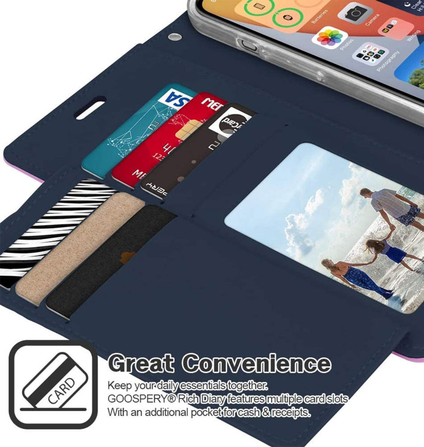 iPhone 16 Pro Wallet Case - Purple | Mercury Rich Diary Flip, Soft Touch Protective Cover image 1