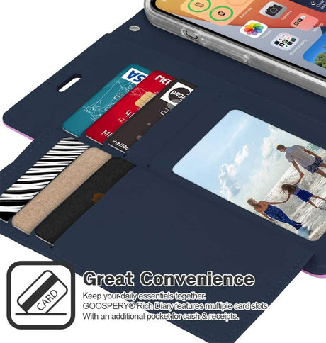 iPhone 16 Pro Wallet Case - Purple | Mercury Rich Diary Flip, Soft Touch Protective Cover image 1