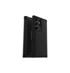 Samsung S23 Ultra Case – Black | OtterBox Strada Series Genuine Leather Folio Stylish & Protective Cover image 0