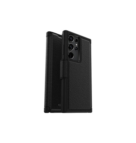 Samsung S23 Ultra Case – Black | OtterBox Strada Series Genuine Leather Folio Stylish & Protective Cover image 0