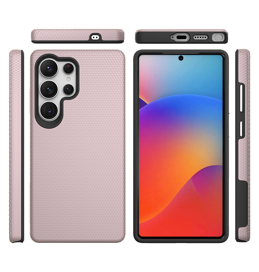 Samsung Galaxy S25 Ultra MagSafe Case - Rose Gold | Triangle Texture Rugged Shockproof Cover