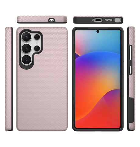 Samsung Galaxy S25 Ultra MagSafe Case - Rose Gold | Triangle Texture Rugged Shockproof Cover