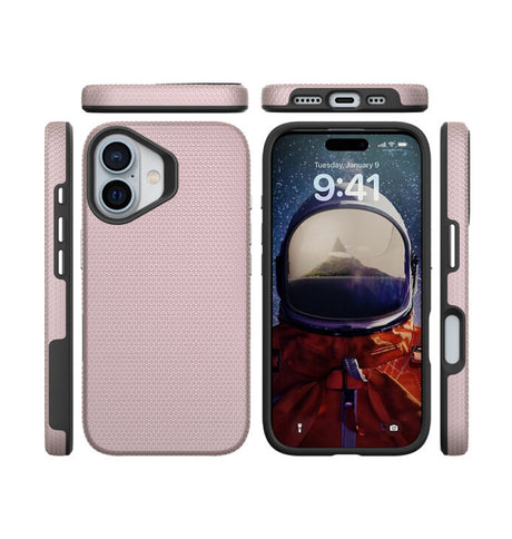 iPhone 16 Plus Triangle Pattern MagSafe Case - Rose Gold | Rugged Shockproof Back Cover image 2