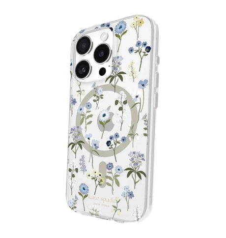 iPhone 16 Pro Precious Bloom MagSafe Case – Clear Blue | Kate Spade  Protective Cover with Elegant, Slim & Durable Design image 1