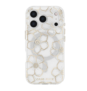 iPhone 17 Pro Floral Gems MagSafe Case – Gold | Case-Mate Stylish Protective Cover with Slim, Durable & Drop Protection image 0