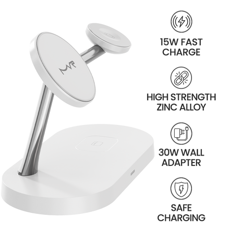 DC-3W MVR 4 in 1 Portable Multi-Device Wireless Charger - White image 4