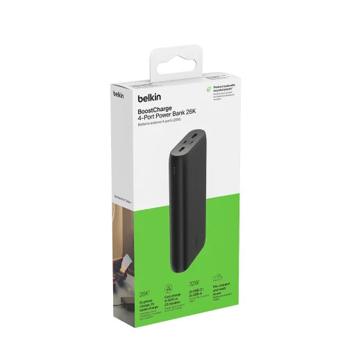 Belkin BoostCharge Power Bank 26K 32W – Black | 4-Port High-Capacity Charger with Multi-Device Fast Charging image 6