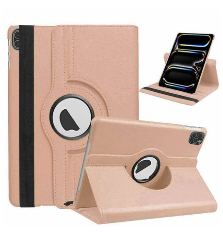 Apple iPad Pro 13" (2024) Case - Rose Gold | 360 Rotating Hand Strap Stand, Protective Cover image 0