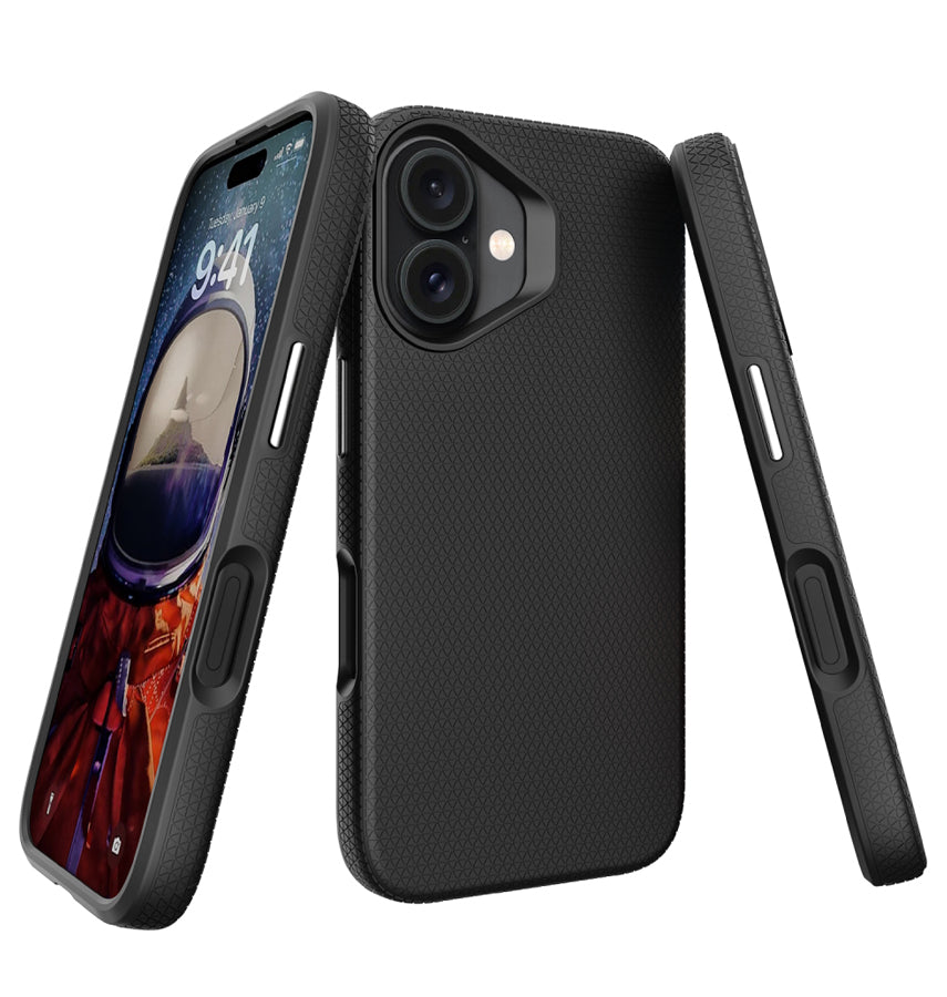 iPhone 16 Triangle Pattern MagSafe Case - Black | Rugged Shockproof Back Cover image 5