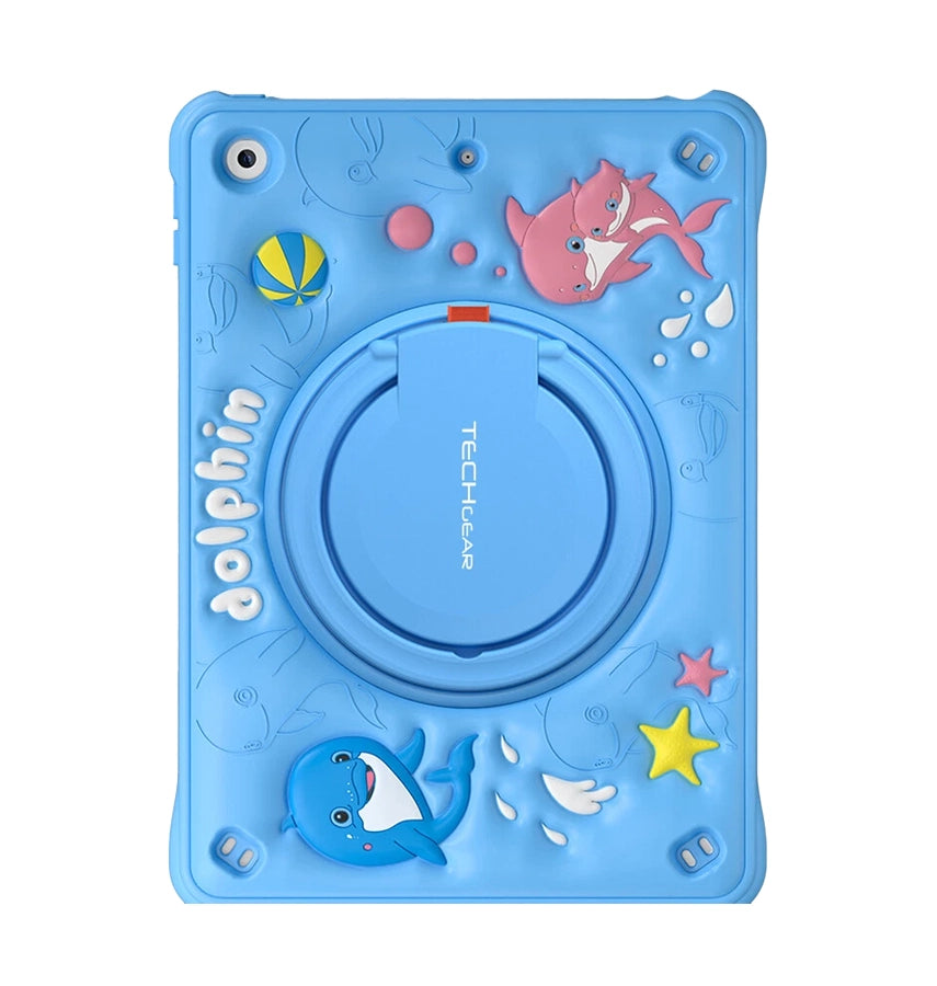 iPad 10.2 Survivor Generic Case with Shoulder Strap - Bubble Dolphin | Protective Cover with Slim, Durable & Stylish Design image 0
