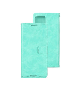 iPhone 15 Plus Wallet Case – Mint Green | Goospery Mercury Bluemoon with Anti-Microbial Protection & Cash & Card Pockets image 0