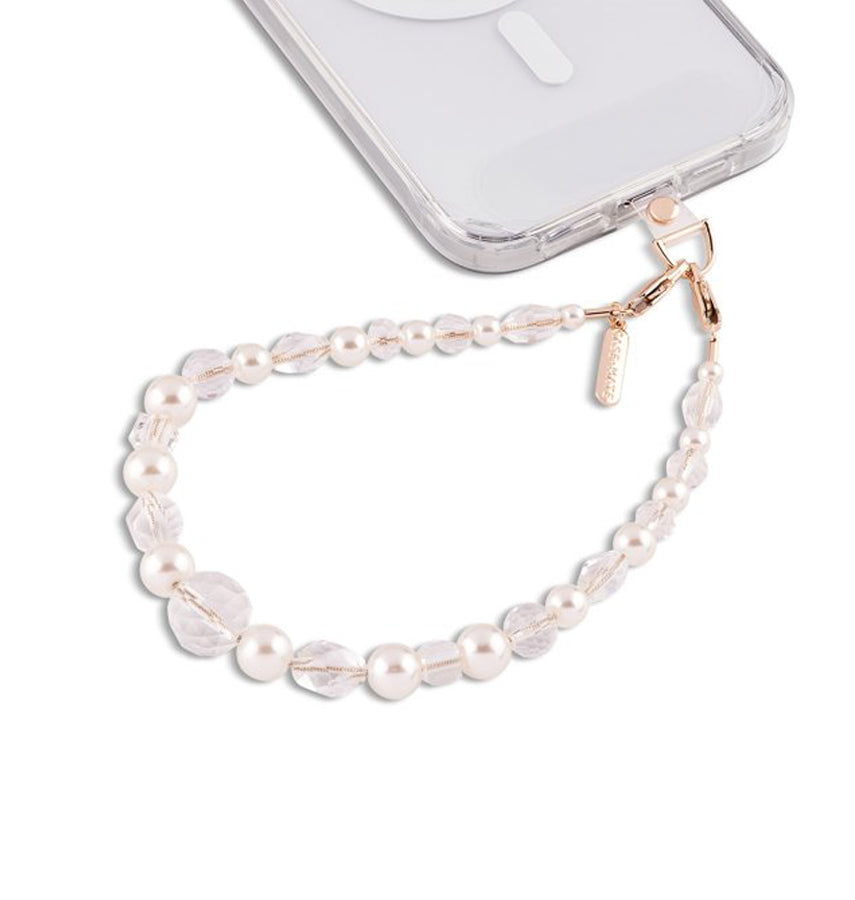 Universal Phone Wristlet - White | Detachable Phone Lanyard Hand Wrist Strap with Pearls image 0