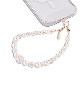 Universal Phone Wristlet - White | Detachable Phone Lanyard Hand Wrist Strap with Pearls image 0