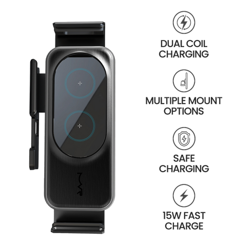 MVR Z1 15W Wireless Charging Car Holder with 90-Degree Rotation - Black image 6