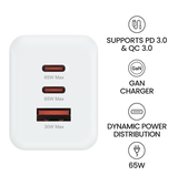 MVR 65W 3 Ports Wall Adapter (GAN-65) - White | SUPPORTS PD 3.0 & QC 3.0 image 6