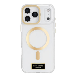 iPhone 17 Pro Max MagSafe Case with Stand – Clear Gold Icon | Kate Spade Protective Cover with Stylish, Slim & Durable Design image 0