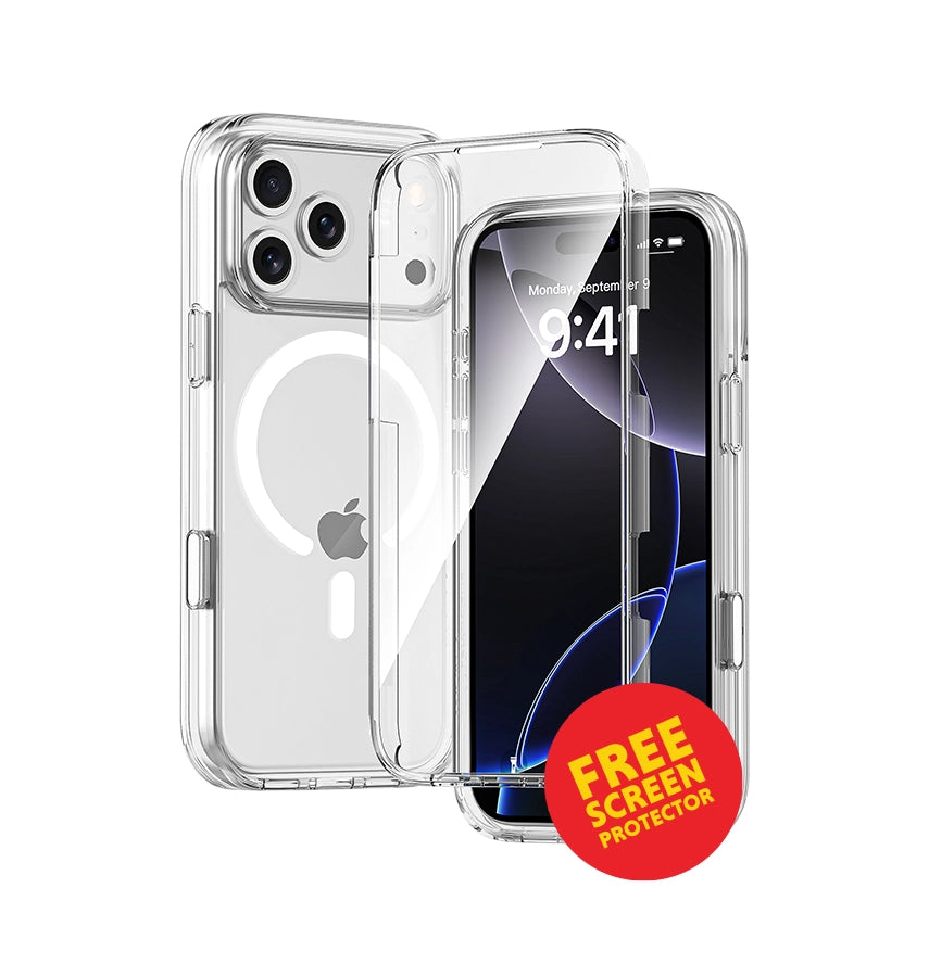 iPhone 17 Pro Case – Clear | MVR Robust 360 Full Body Rugged Protection, Shockproof Design, Heavy Duty image 0