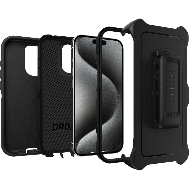 iPhone 15 Pro Case – Black | Otterbox Defender Series, Rugged Shockproof Back Cover image 2