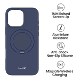 iPhone 16 Pro Case - Navy | MVR Liquid Silicone Stand Cover, Soft - Touch, Adjustable Kickstand image 4