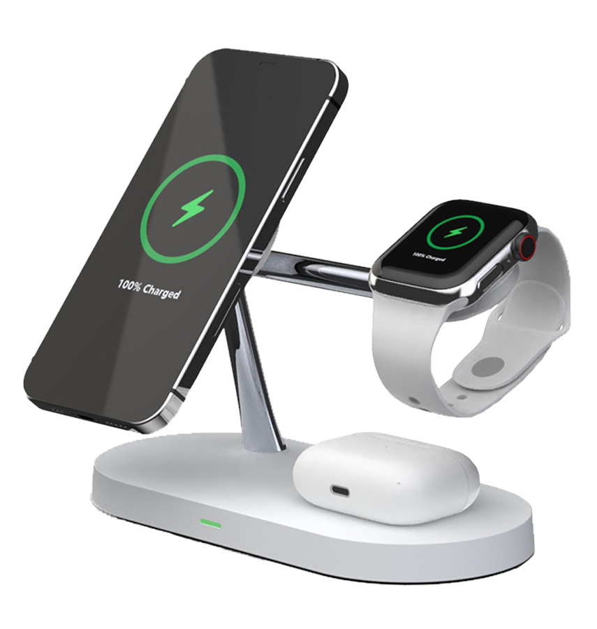 DC-3W MVR 4 in 1 Portable Multi-Device Wireless Charger - White image 2