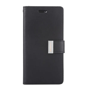 iPhone 12/12 Pro Wallet Case – Black | Goospery Mercury Rich Diary Flip Cover with ID Window & Magnetic Closure image 0