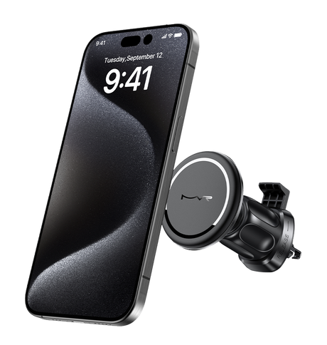 MVR T5 MagSafe Car Charger - Black | 360° Rotating, 15W Fast Charge Wireless Phone Holder image 2
