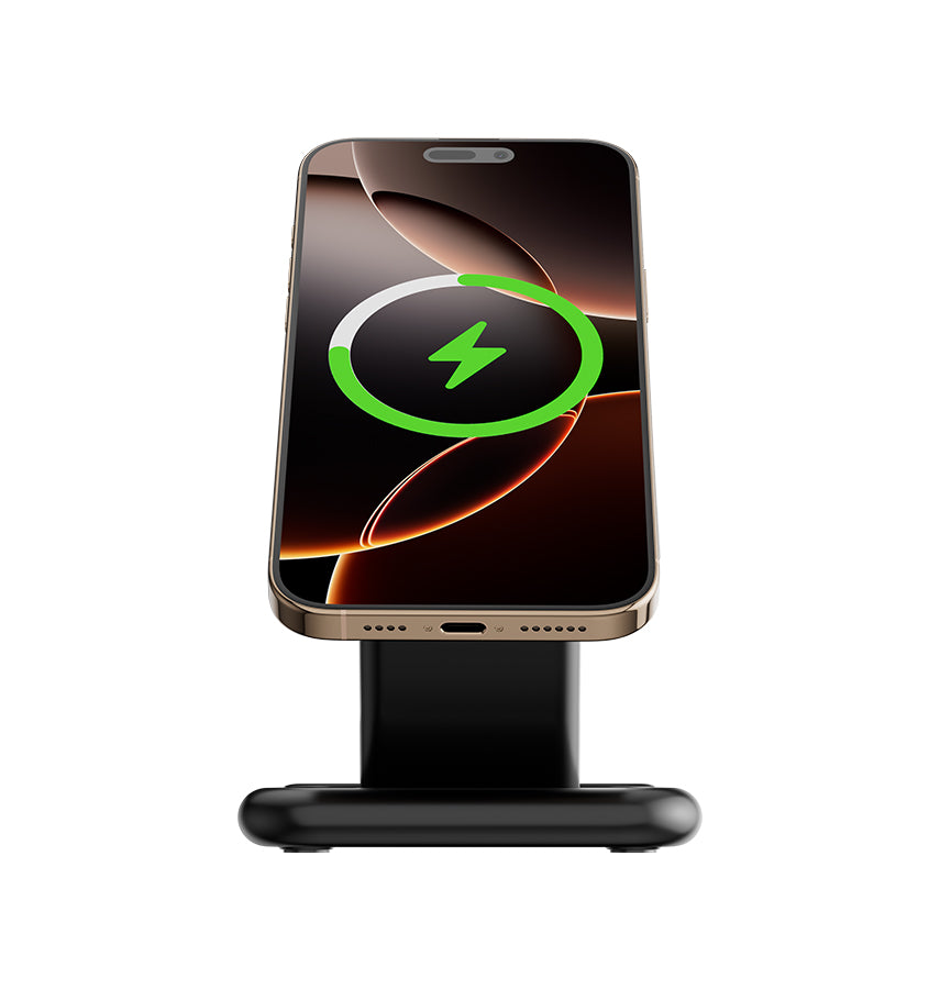 MVR MagStand Wireless Charger – Black | Magnetic Fast Charging Dock, Adjustable Stand, Sleek Design, Desk & Bedside Compatible image 1