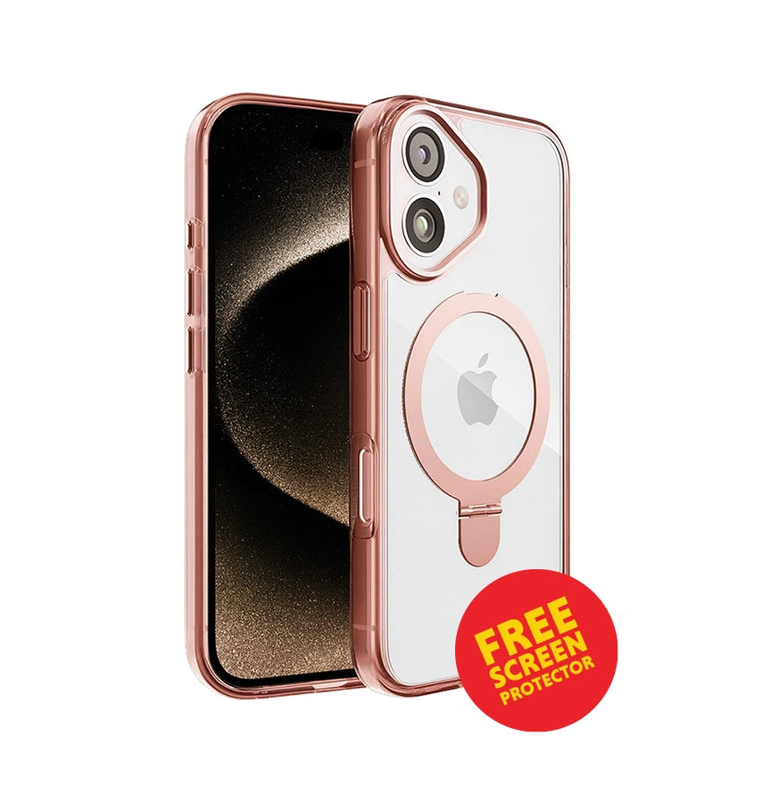 iPhone 17 Stellar Stand Case – Rose Gold | MVR 360° Rotating Kickstand, Shockproof Corners image 0