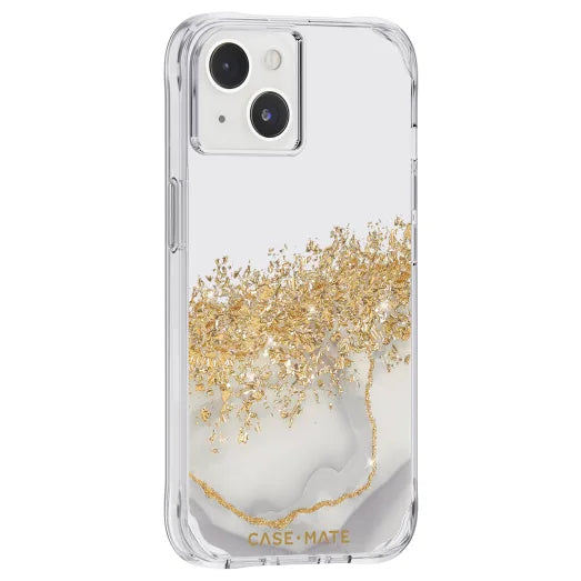 iPhone 14 Pro Case – White | Case-Mate Karat Marble Cover – Elegant Finish, Gold Foil Accents & Antimicrobial Protection image 1