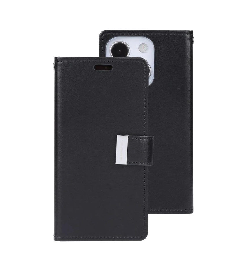 iPhone 14 Plus Rich Diary Case – Black | Mercury Premium Leather, Slim Fit, Magnetic Closure image 0