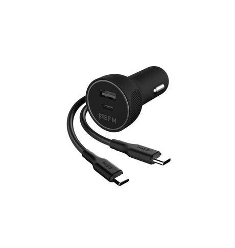 EFM 57W Car Charger – Black | Dual Port Series with Type-C Cable Fast, Durable & Compact Charging image 0
